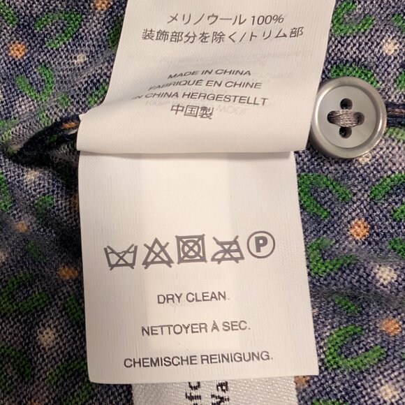 J Crew Women Sz S Blue Green Tiger Embroidered 100% Merino Wool Cardigan Sweater - Picture 9 of 10